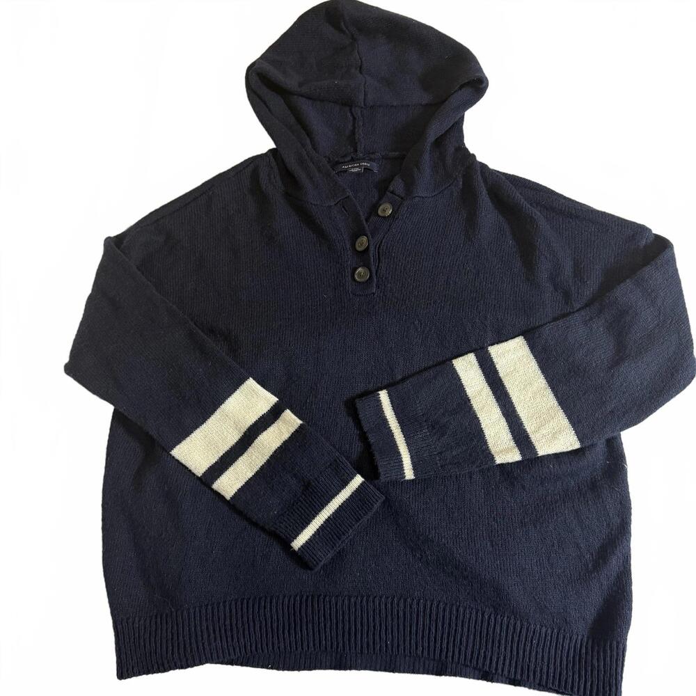 AMERICAN EAGLE hoodie Navy Sweater 1/4 Button. Light weight. Y2K. Preppy Size S